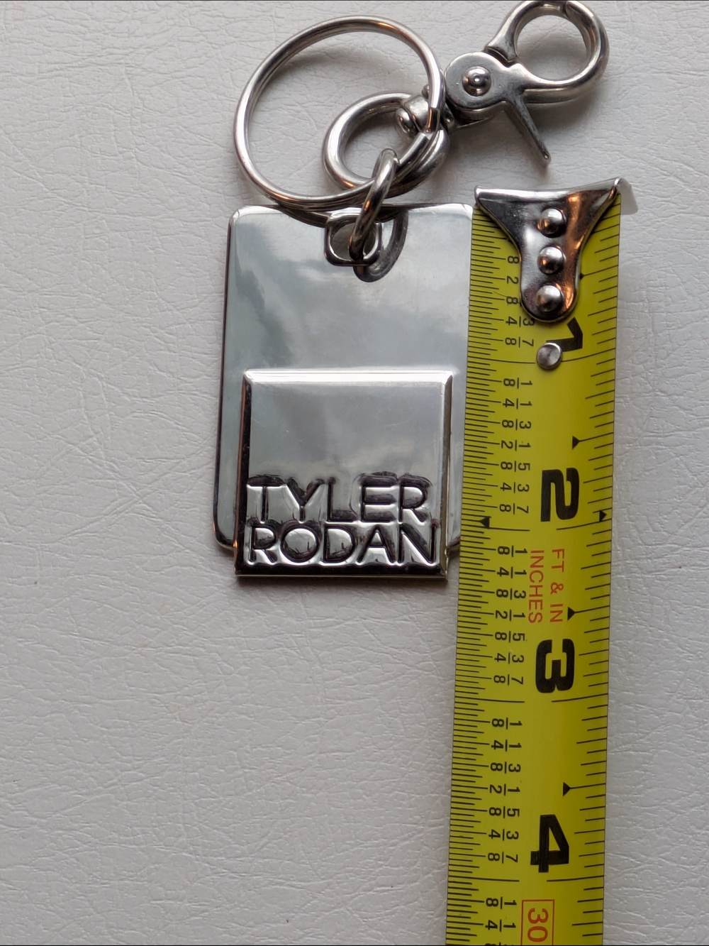 Tyler Rodan Silver Tone Rectangular Metal Keychain Clip Accessory - Picture 3 of 3